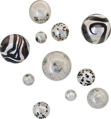 BLACK & SILVER GLASS BALLS WALL SPHERES - Worldly Goods Too