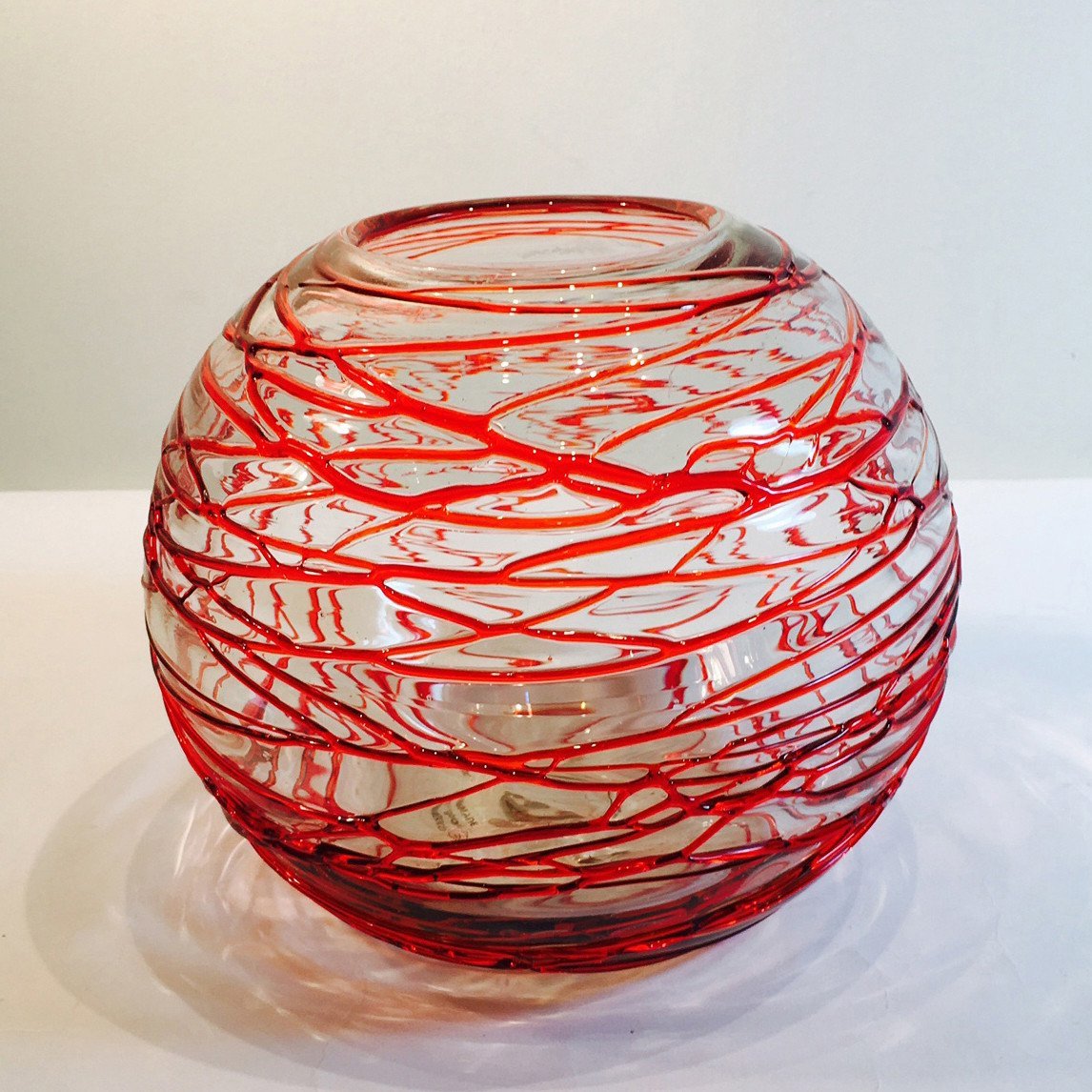 8"  FISHBOWL W/SCARLET COBWEB - Worldly Goods Too