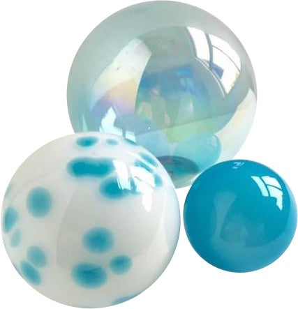Aqua WW w/Aqua Dots 3-inch Glass Ball