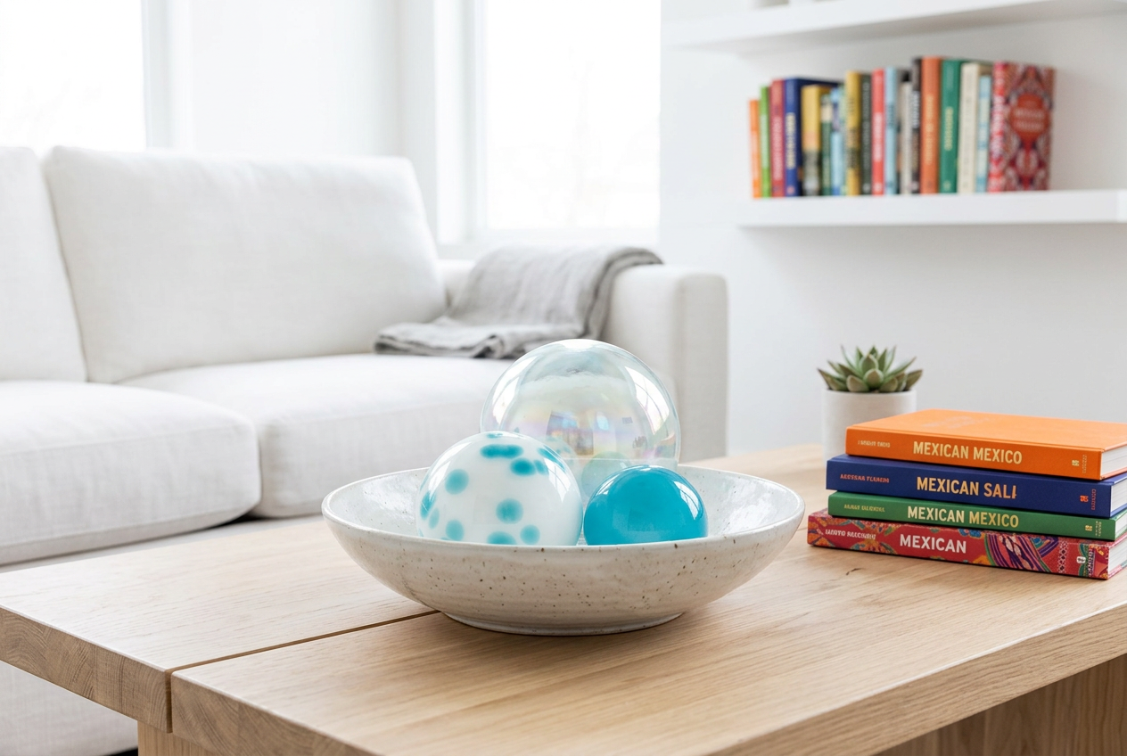 Glass Balls Sphere Set of 3 - Aqua & Sky-Worldly Goods Too