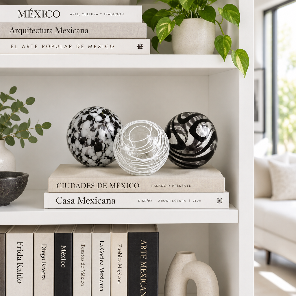 BLACK & WHITE Decorative Glass Balls set of 3