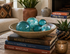 TEAL SWIRL Set of 5 Decorative Glass Balls