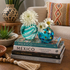 TEAL SWIRL Set of 5 Decorative Glass Balls