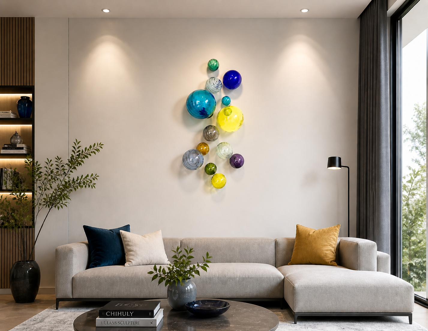 Twirled Decorative Glass Balls, Wall Art Decor-Set/15