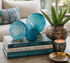 Glass Balls Sphere Set of 3 Aqua Luster