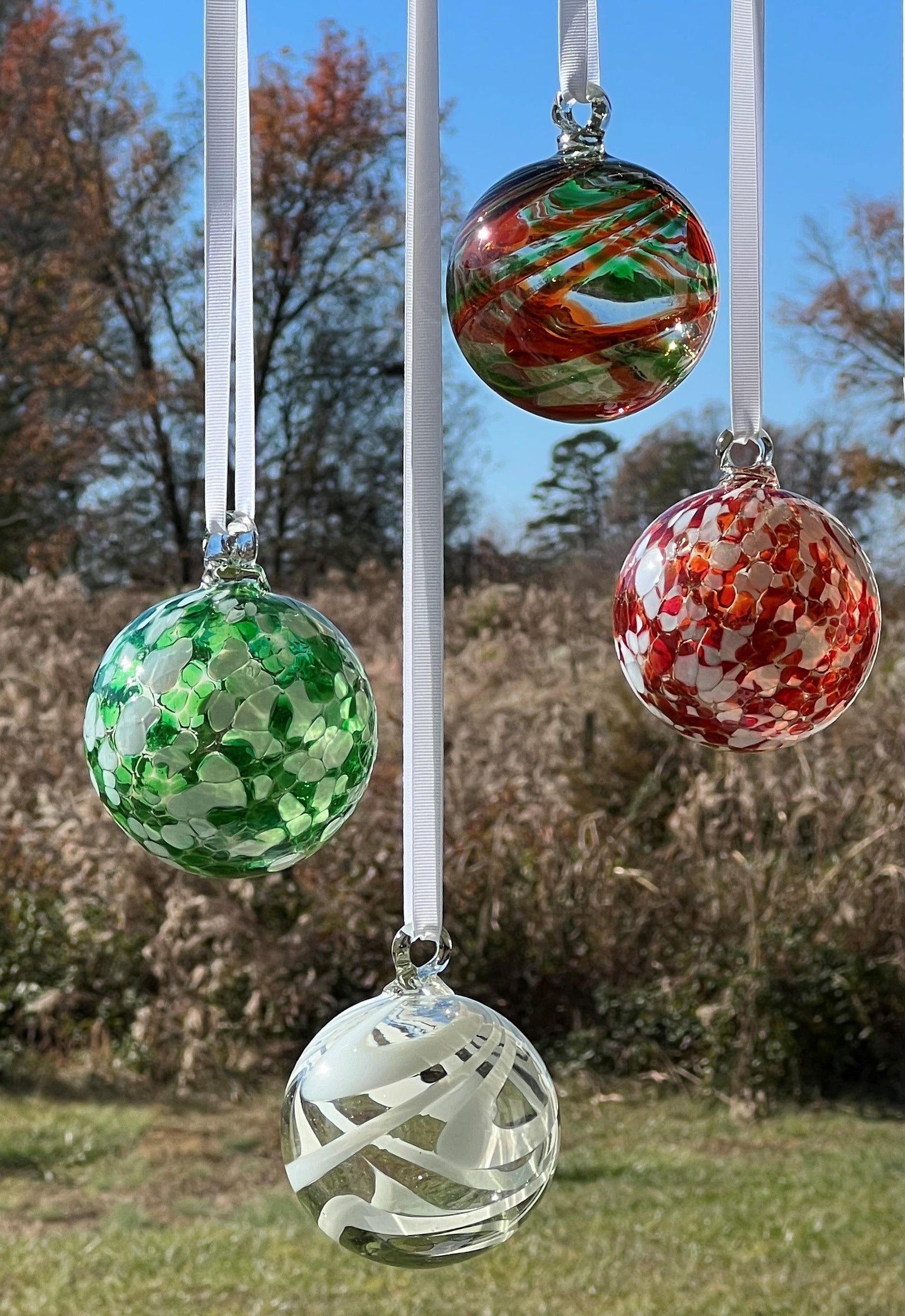 Christmas Ornaments Set of 4 Worldly Goods Glass
