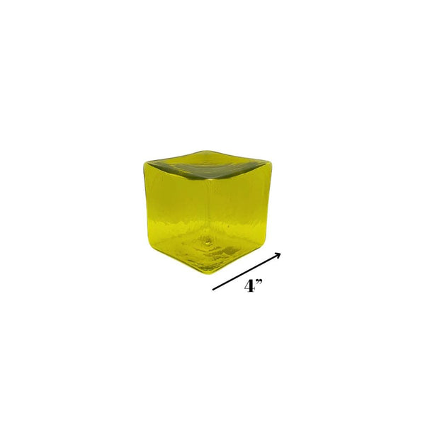 Lemon 4-inch Hollow Glass Cube-Worldly Goods Too