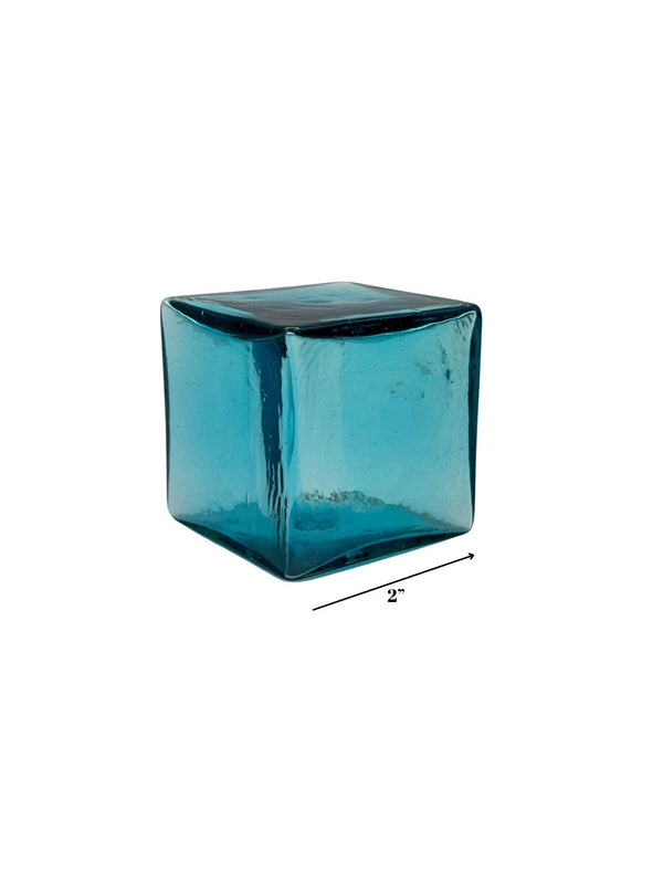 Aqua 2-inch Hollow Glass Cube-Worldly Goods Too