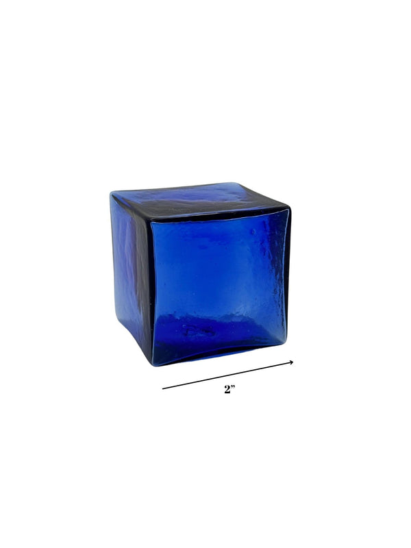 Cobalt 2-inch Hollow Glass Cube-Worldly Goods Too