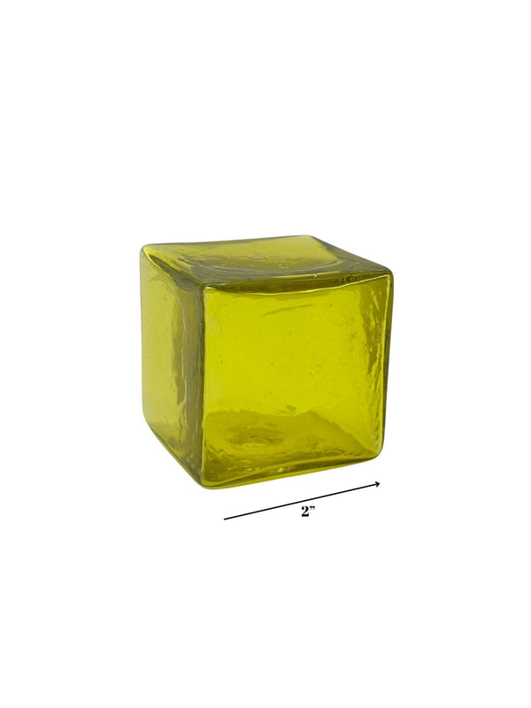 Lemon 2-inch Hollow Glass Cube-Worldly Goods Too