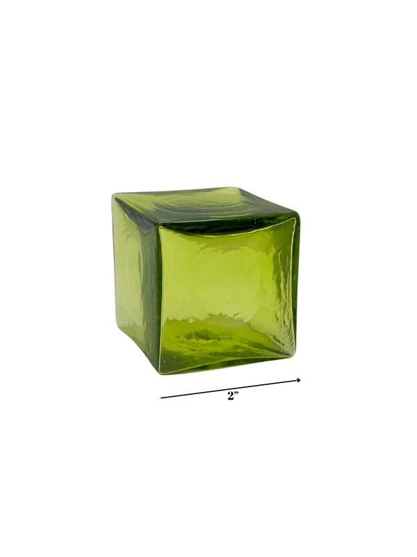 Lime 2-inch Hollow Glass Cube-Worldly Goods Too