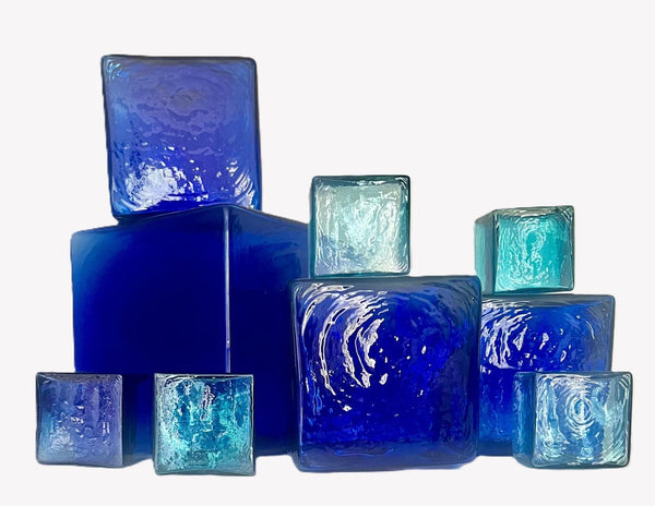 Aqua 2-inch Hollow Glass Cube-Worldly Goods Too
