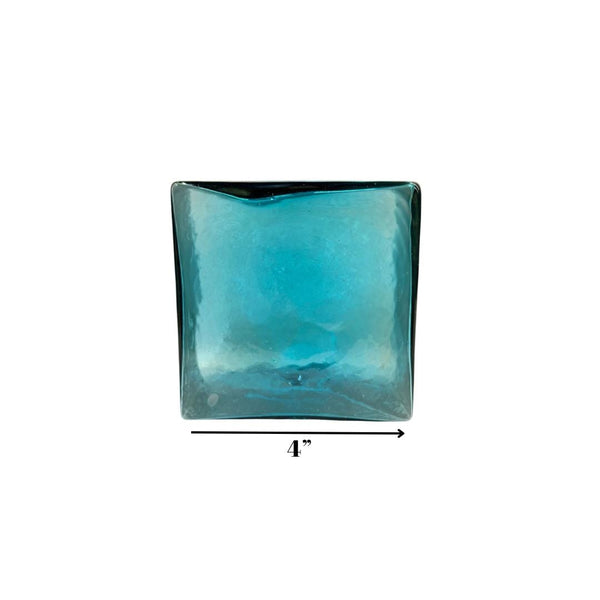 Aqua 4-inch Hollow Glass Cube-Worldly Goods Too
