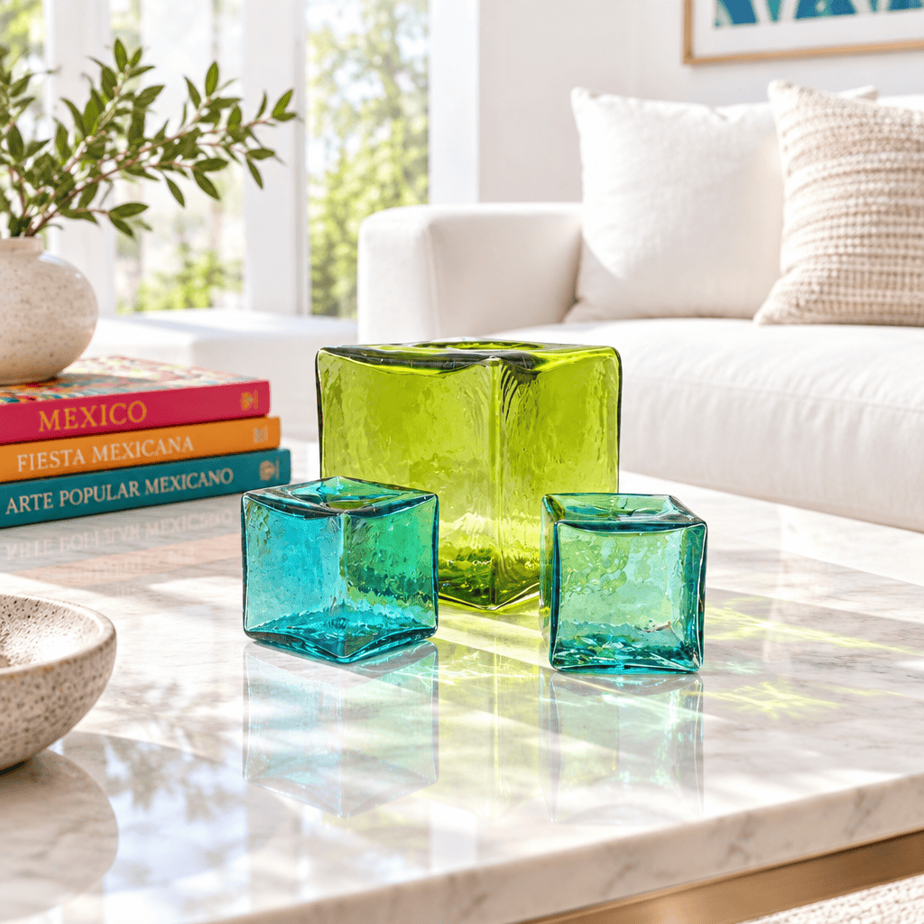 hollow Glass CUBES SET/3 LIME 4