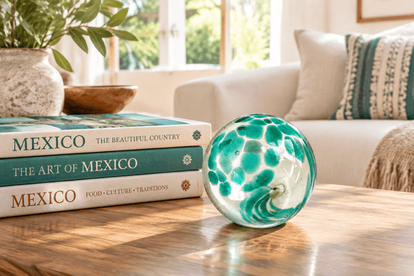 Teal Dot & Dash 3-inch Glass Ball-Worldly Goods Too