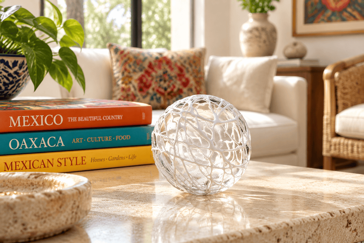 White Cobweb 3-inch Glass Ball-Worldly Goods Too