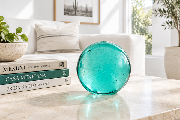 Teal 6-inch Glass Ball-Worldly Goods Too