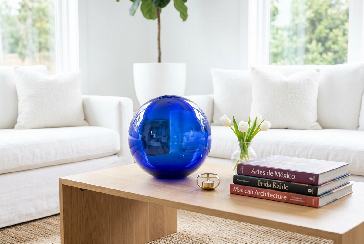 Cobalt 10-inch Glass Ball-Worldly Goods Too