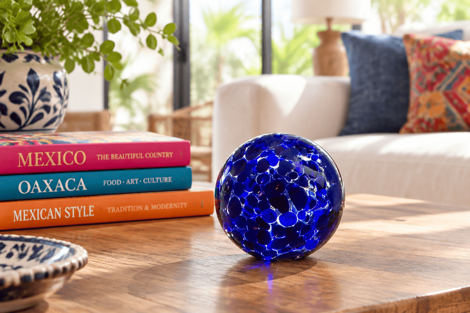 Cobalt Speckled 2.5-inch Glass Ball-Worldly Goods Too