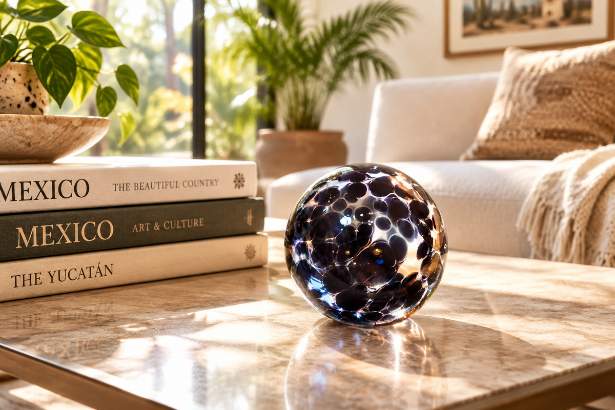 BLACK Decorative Glass Balls set of 3-Worldly Goods Too