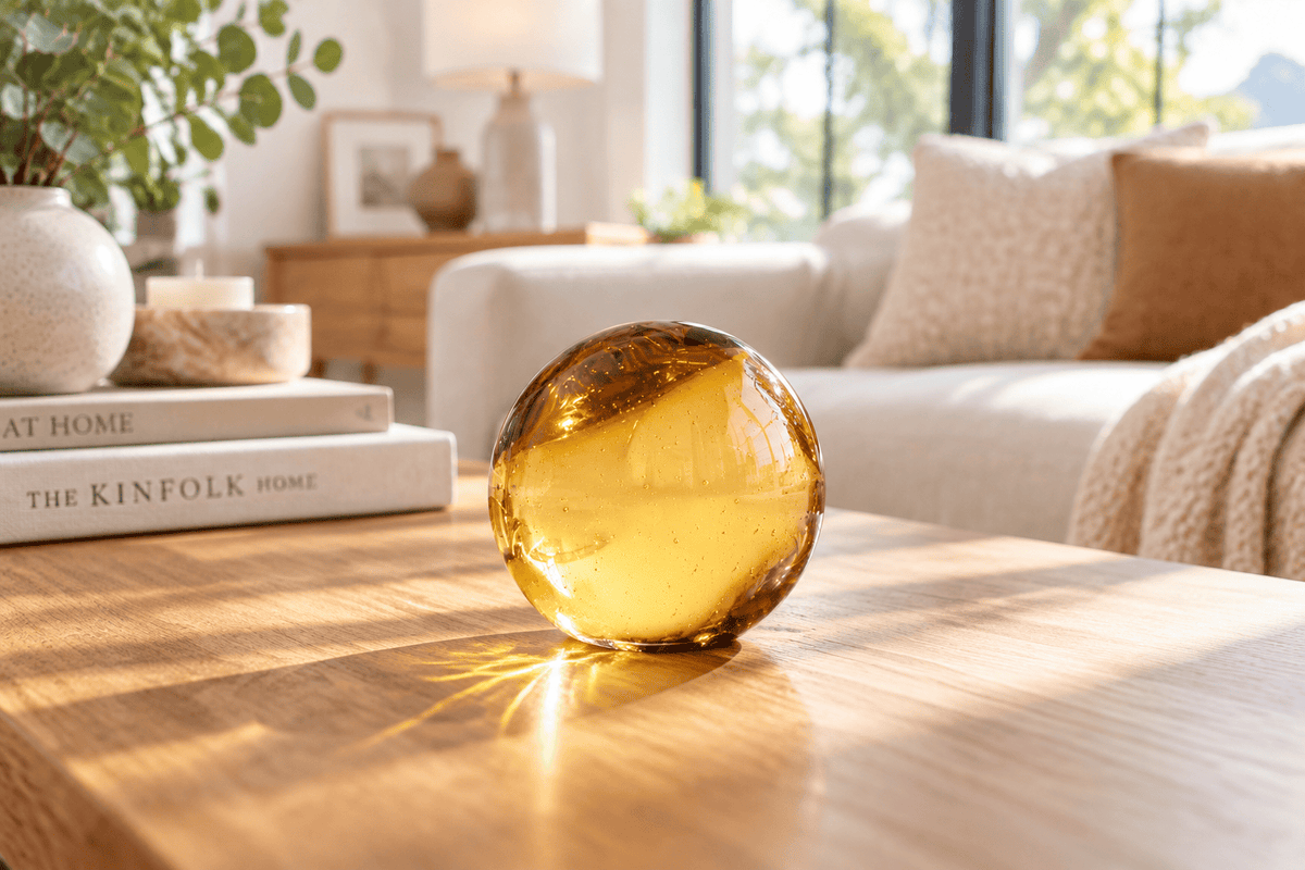 Amber 3-inch Glass Ball-Worldly Goods Too