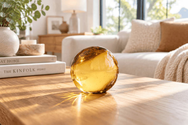 Amber 3-inch Glass Ball-Worldly Goods Too