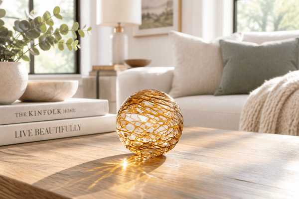 Amber Cobweb 3-inch Glass Ball-Worldly Goods Too