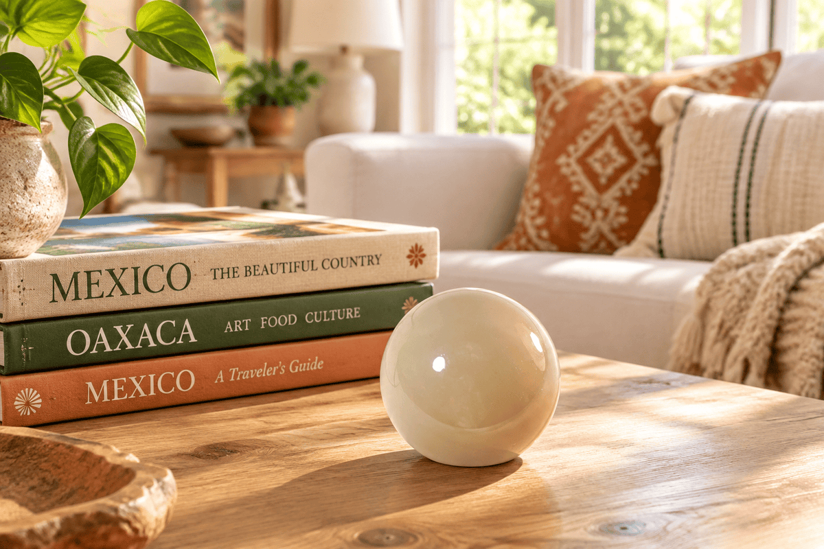 Mushroom Whitewashed 3-inch Glass Ball-Worldly Goods Too