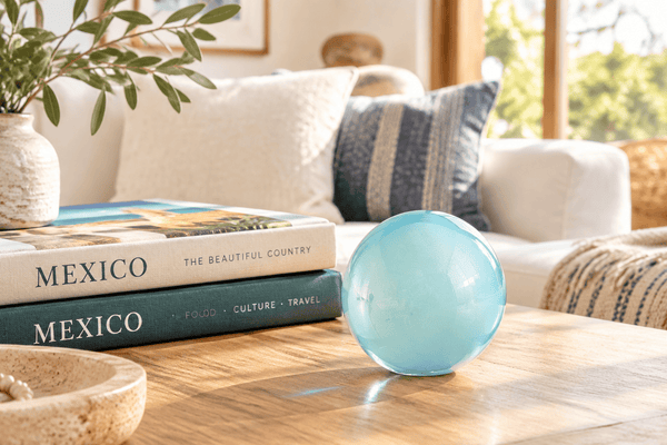 Sky Whitewashed 3-inch Glass Ball-Worldly Goods Too