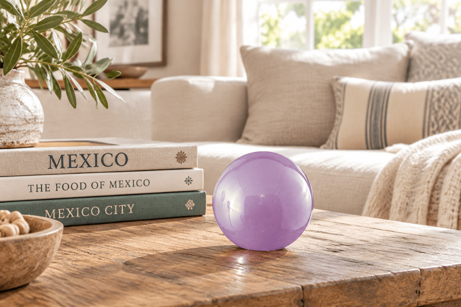 Lavender Whitewashed 3-inch Glass Ball-Worldly Goods Too