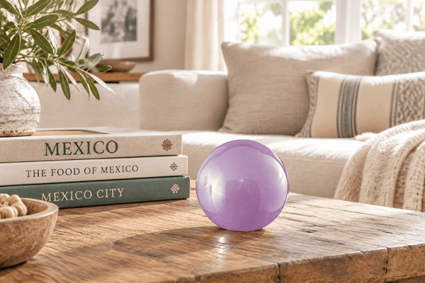 Lavender Whitewashed 3-inch Glass Ball-Worldly Goods Too