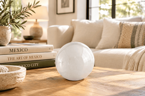 White Whitewashed 3-inch Glass Ball-Worldly Goods Too