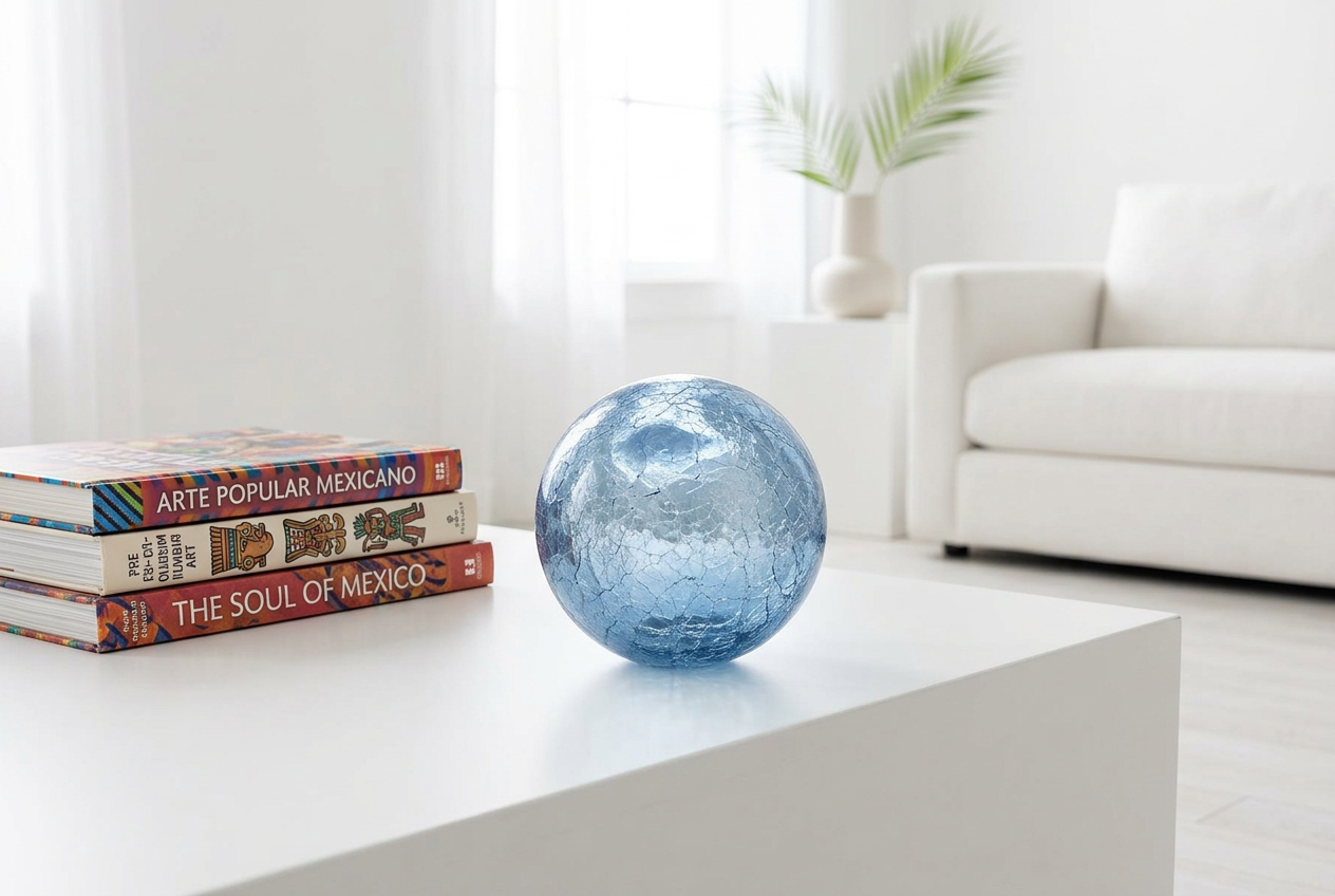 Denim Crackle 3-inch Glass Ball-Worldly Goods Too