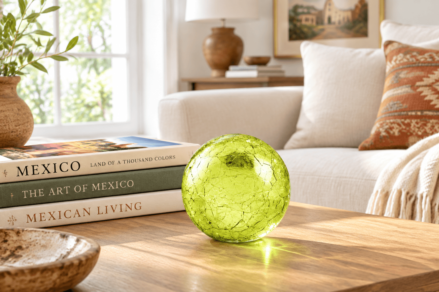 Lime Crackle 3-inch Glass Ball-Worldly Goods Too