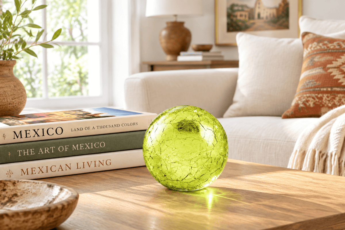 Lime Crackle 3-inch Glass Ball-Worldly Goods Too