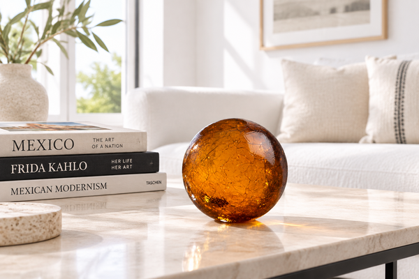 Amber Crackle 3-inch Glass Ball-Worldly Goods Too