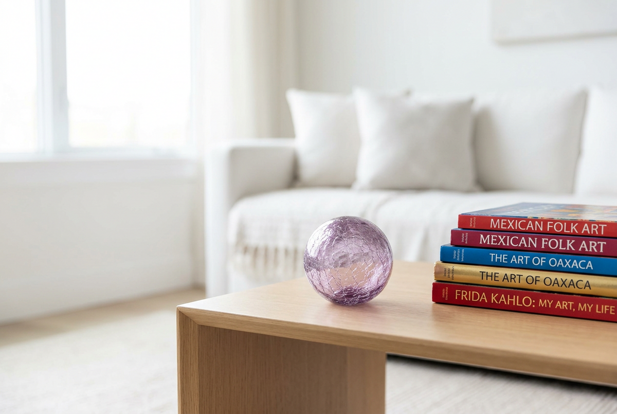 Lavender Crackle 3-inch Glass Ball-Worldly Goods Too