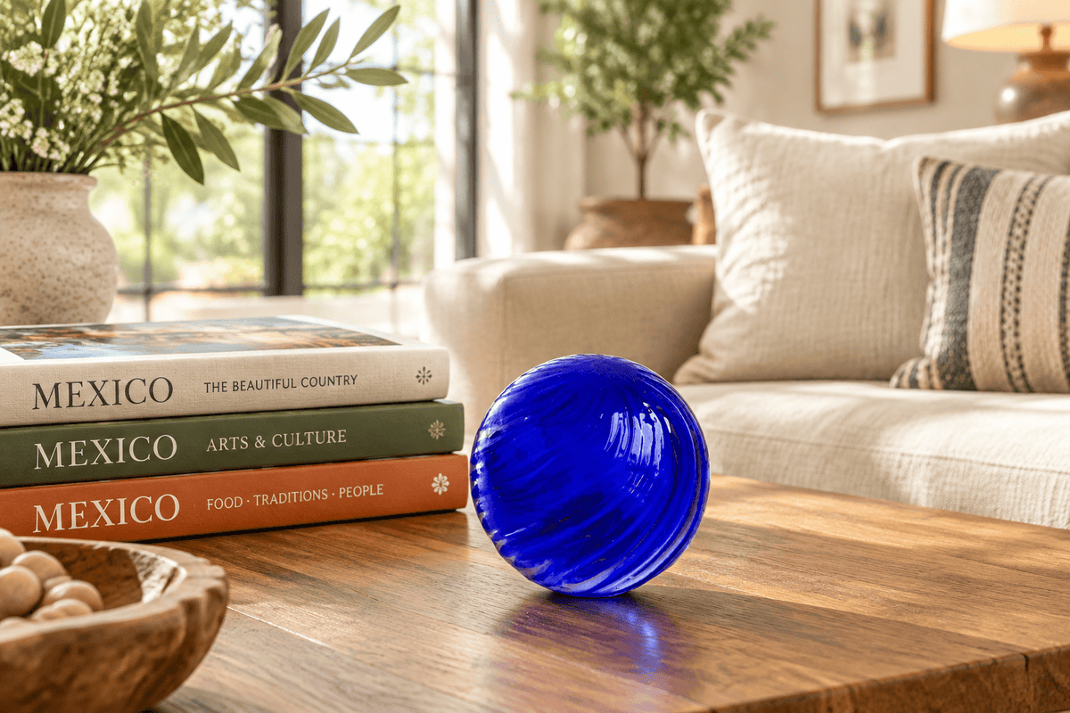 Cobalt Twirled 3-inch Glass Ball-Worldly Goods Too