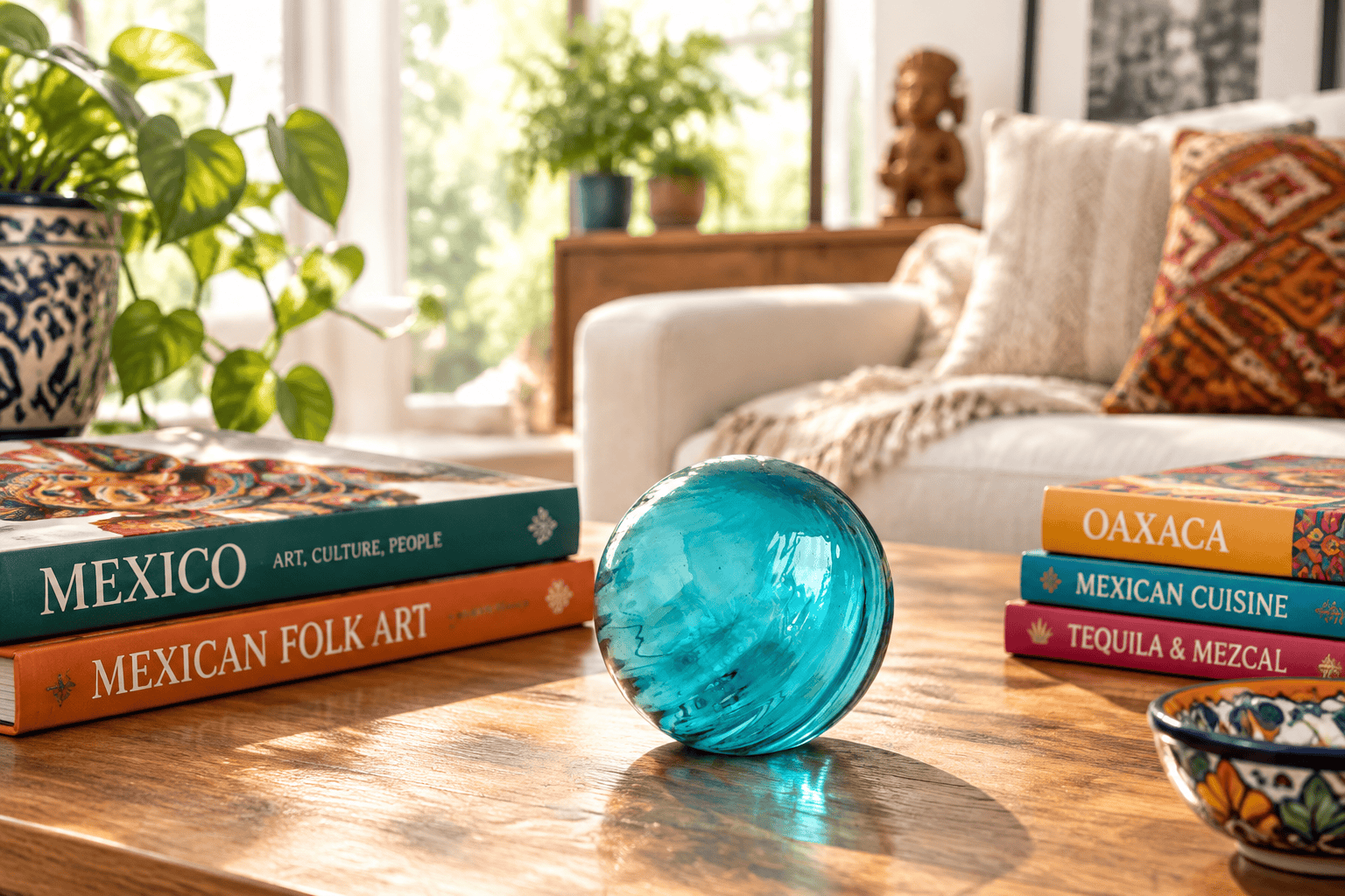 Aqua Twirled 3-inch Glass Ball-Worldly Goods Too