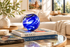 Cobalt Swirl Clear 4.5-inch Glass Ball-Worldly Goods Too