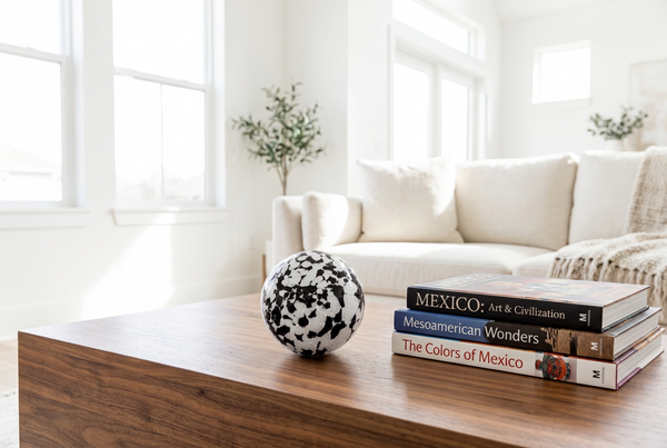 Black Speckled & White 4.5-inch Glass Ball-Worldly Goods Too