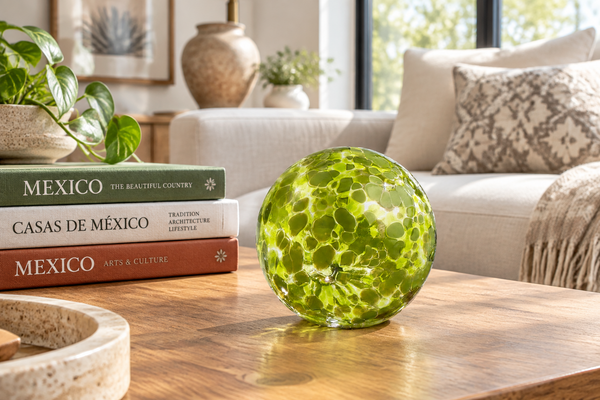 Lime Speckled 4.5-inch Glass Ball-Worldly Goods Too