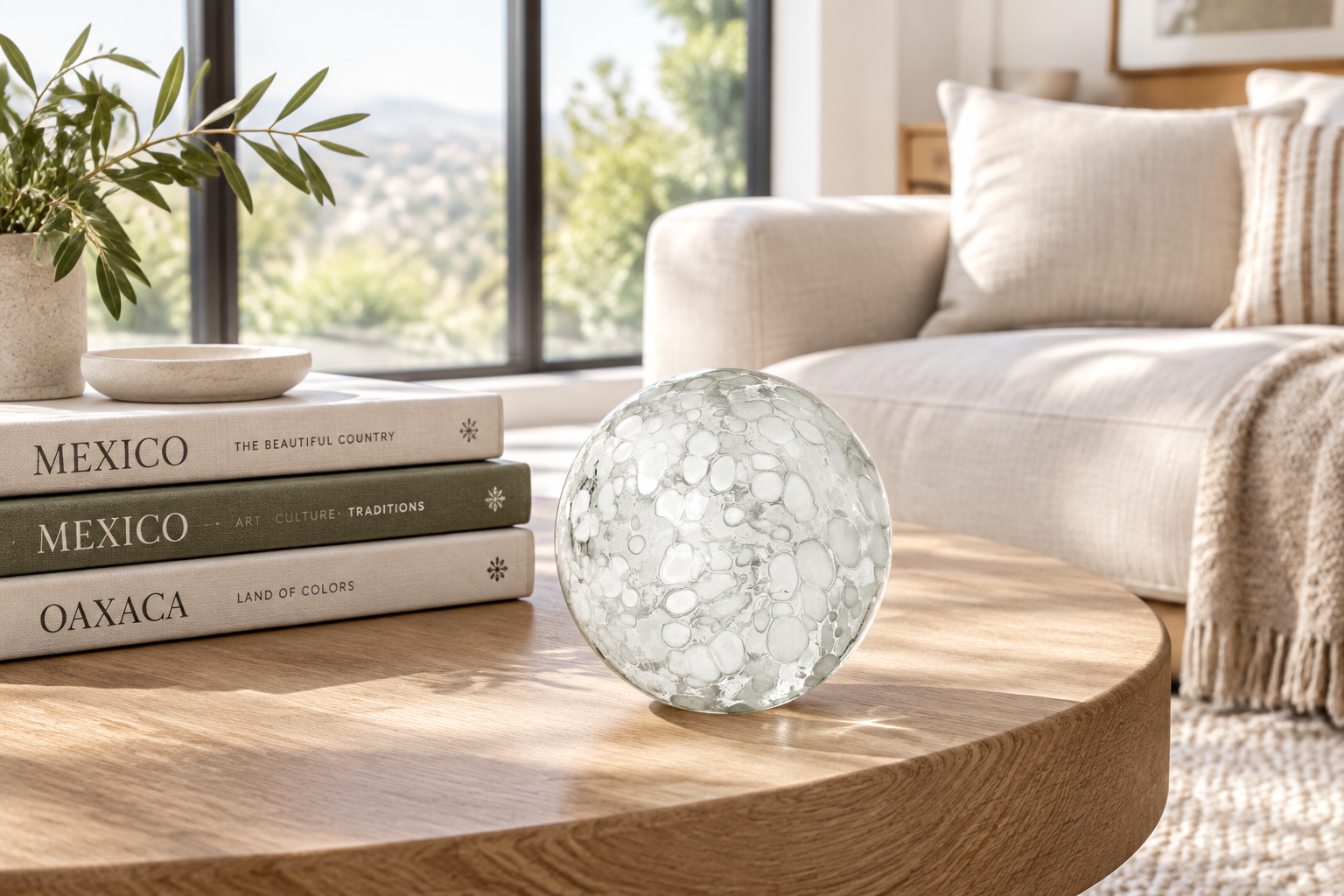 White Speckled 4.5-inch Glass Ball-Worldly Goods Too