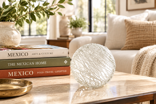 White Cobweb 4.5-inch Glass Ball-Worldly Goods Too