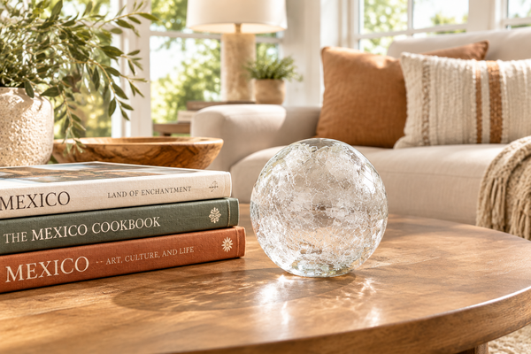 Clear Crackle 4.5-inch Glass Ball-Worldly Goods Too