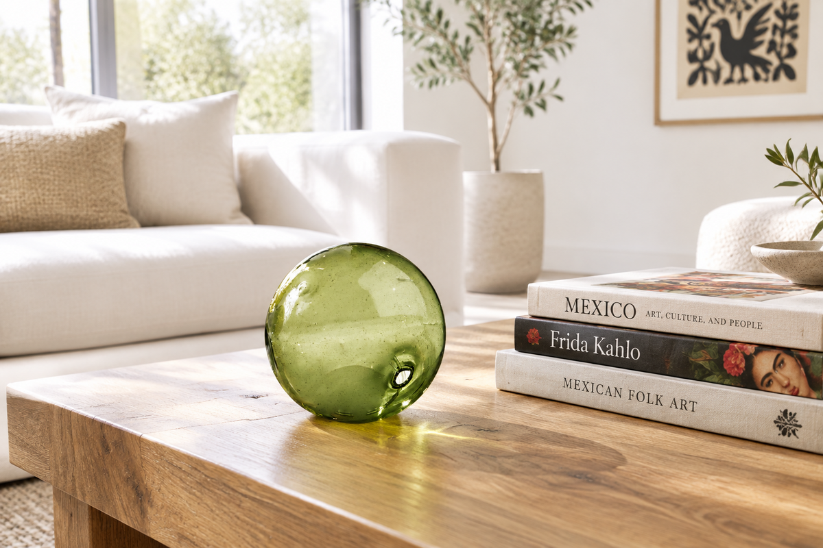 Olive 6-inch Glass Ball-Worldly Goods Too