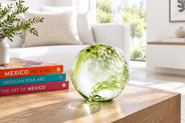 Olive & Lime Dot&Dash 6-inch Glass Ball-Worldly Goods Too