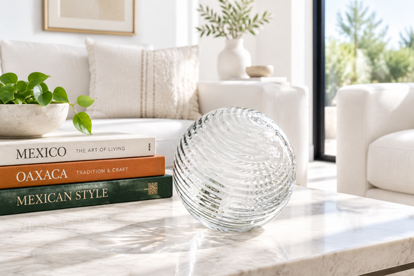 Clear Twirled 6-inch Glass Ball-Worldly Goods Too