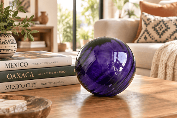 Eggplant Twirled 6-inch Glass Ball-Worldly Goods Too