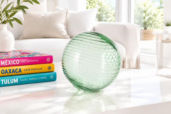 Mint Twirled 6-inch Glass Ball-Worldly Goods Too